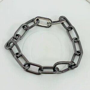 Pandora ME Link Chain Bracelet with Black Crystals Ruthenium-plated metal blend
